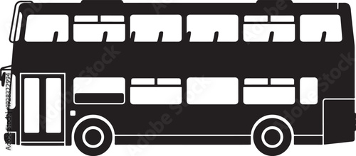 Double Decker Bus Side View Vector Silhouette