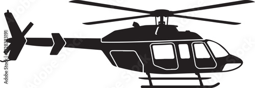 Helicopter Side View Black Vector