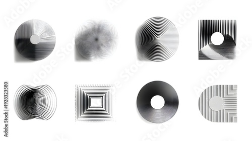 set of metallic geometric shapes