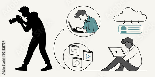 A person using a smartphone to access cloud storage and share files with others Vector