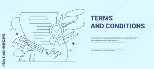 Terms and Conditions Concept Line Vector illustration. Contract Signing Minimalist Outline Art