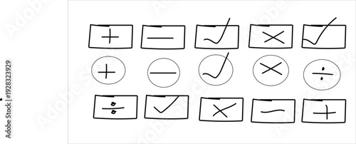 Mathematical symbols and checkmark

