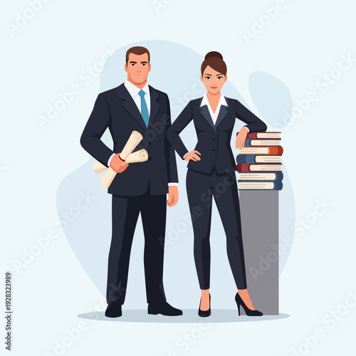 Business Professionals Standing with Documents.