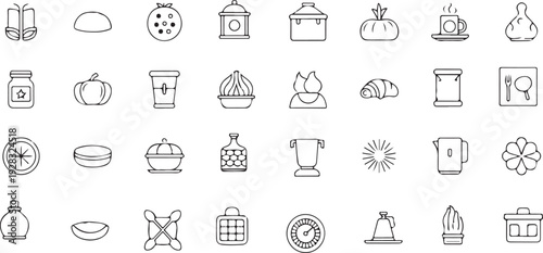 A collection of various product icons and symbols