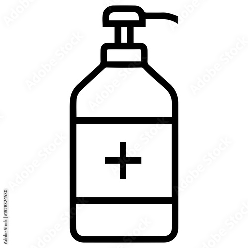 Sanitizer Bottle Outline Flat Black Silhouette PNG