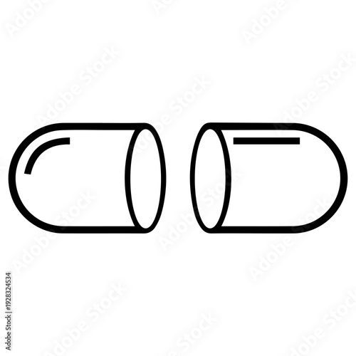 Capsule Pill Outline Flat Black Silhouette PNG