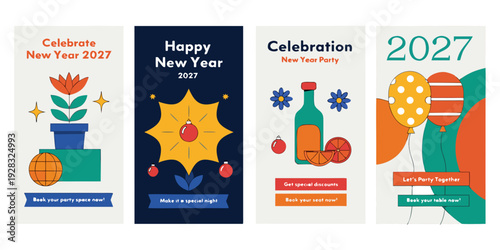 New Year 2027 Celebration Posters: Festive Party Designs, Holiday Graphics, Event Promotions & Seasonal Celebration Themes