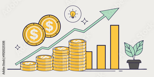 Modern investment concept with businessman saving, managing money, buying real estate, banknotes, life insurance, and earning passive income.