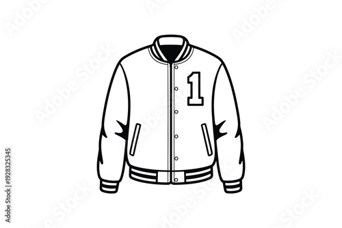 A varsity jacket illustration with a number one on the front