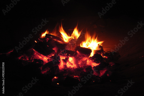 Outdoor summer night bonfire background