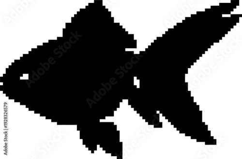 Black fish silhouette. Simple animal aquatic symbol. Minimalist flat design vector icon. Graphic illustration. Vector symbol.