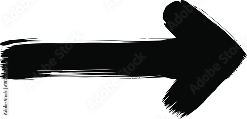 A black brush stroke right arrow on a white background