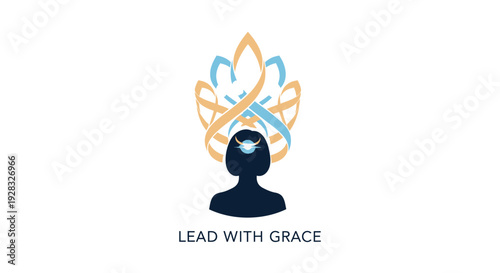 Vector logo of a person's head with lotus flower, Lead With Grace