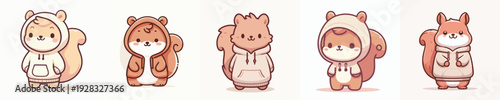 cute squirrel vector wearing hoodie