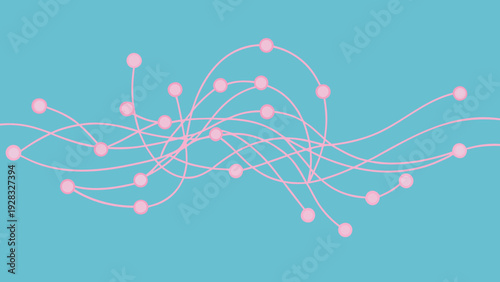 Stunning pink network connections on modern teal background