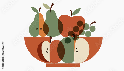 Vibrant fruit bowl with apples and pears in modern style