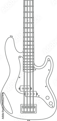 Vector bass guitar illustration, music icon, minimal design