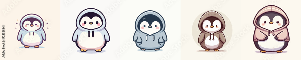 Obraz premium cute penguin vector wearing hoodie