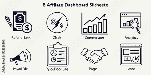 Illustrations of various downloadable items and their uses Vector