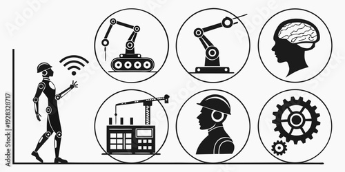 Man using various tools and equipment for different tasks and activities Vector