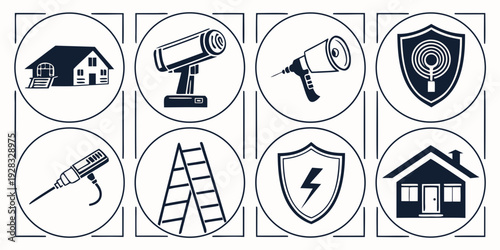 Assorted icons representing various safety and warning symbols for different situations Vector