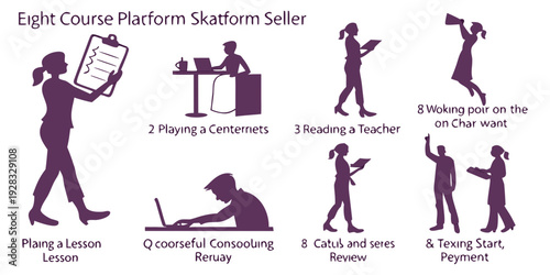 Demonstrating various yoga poses for improved flexibility and strength Vector