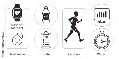 Illustrations of daily activities and their corresponding icons Vector