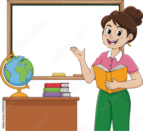 Smiling teacherclass room vector illustration.