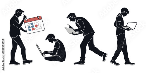 Illustration of individuals experiencing various forms of digital harassment. Vector