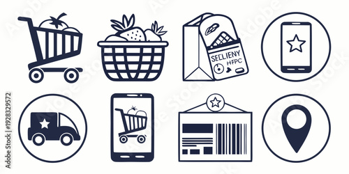 Assorted icons representing various services and activities Vector