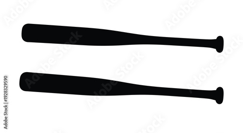 Two crossed baseball bats depicted in a stark black silhouette