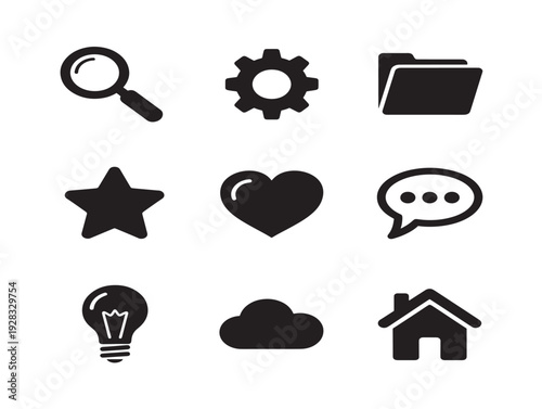 Professional ultimate interface icons with comprehensive and versatile silhouette designs
