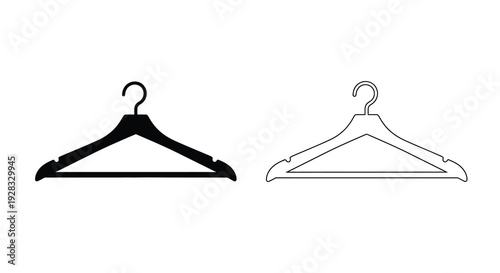 Two clothing hangers one filled and one outlined a visual comparison silhouette