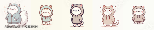 cute cat vector wearing hoodie