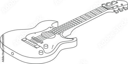 Vector illustration of electric guitar, minimal line art design