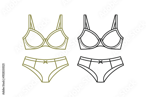 Lingerie set vector illustration with pink and beige colored underwear