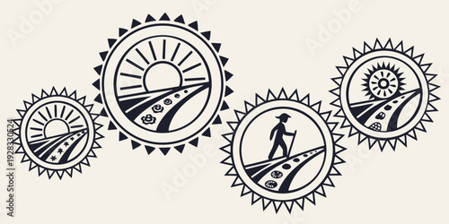 A collection of intricate and detailed clock faces showcasing various designs and styles Vector