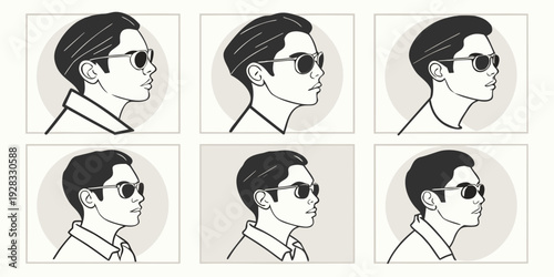 Six different hairstyles showcasing various haircuts and styles for women Vector