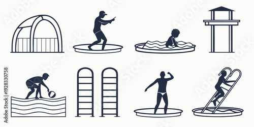 Various illustrations of people engaging in different winter sports activities Vector
