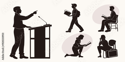 Diverse group of people engaged in various activities and professions Vector