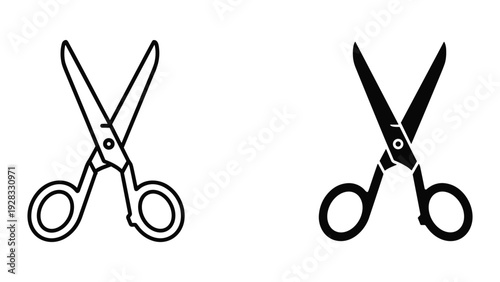 Scissors Icon Set: Outline and Silhouette for Design