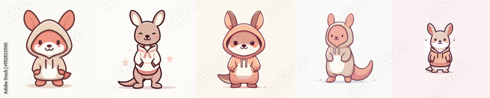 Fototapeta premium cute kangaroo vector wearing hoodie