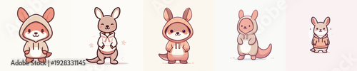 cute kangaroo vector wearing hoodie