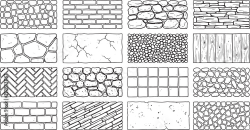 Collection of various stone and brick wall textures and patterns for design and architecture