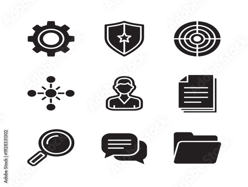 Luxurious elite interface icons with exclusive and sophisticated silhouette designs