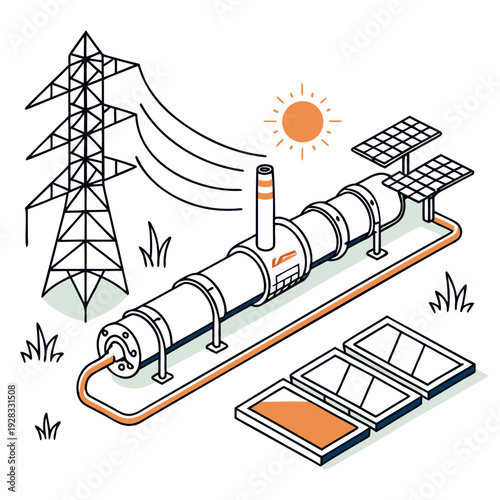 Futuristic solar powered energy supply system with power tower and solar panels