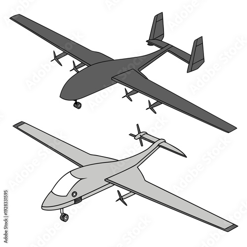 Of gray and white unmanned aerial vehicles drone aircraft
