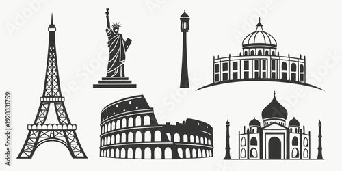 Iconic landmarks from around the world showcasing diverse architectural styles and cultural heritage Vector