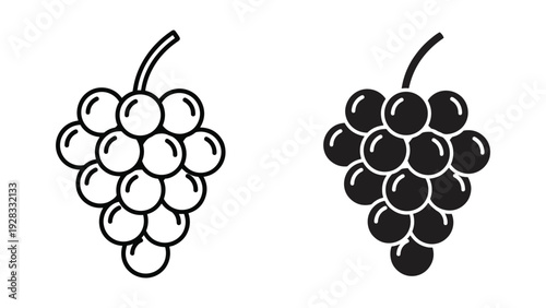 Grape Icons: Outline and Solid Fill Representations of Fruit Clusters