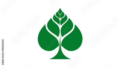 Green stylized leaf vector illustration. Organic plant growth icon or logo design element. Nature concept.